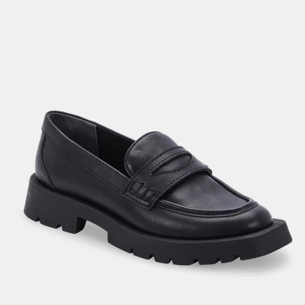 Dolce Vita Frazier Black Vegan Leather Platform Loafers NWOT Size 8.5 8 1/2
